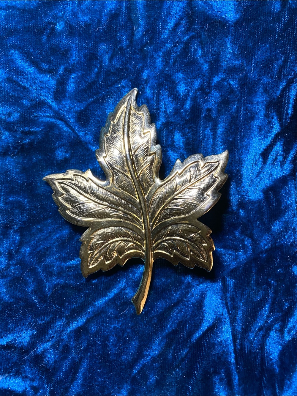 Vintage Gold Tone Classic Maple Leaf Etched Design Brooch Pin Scarf Fall